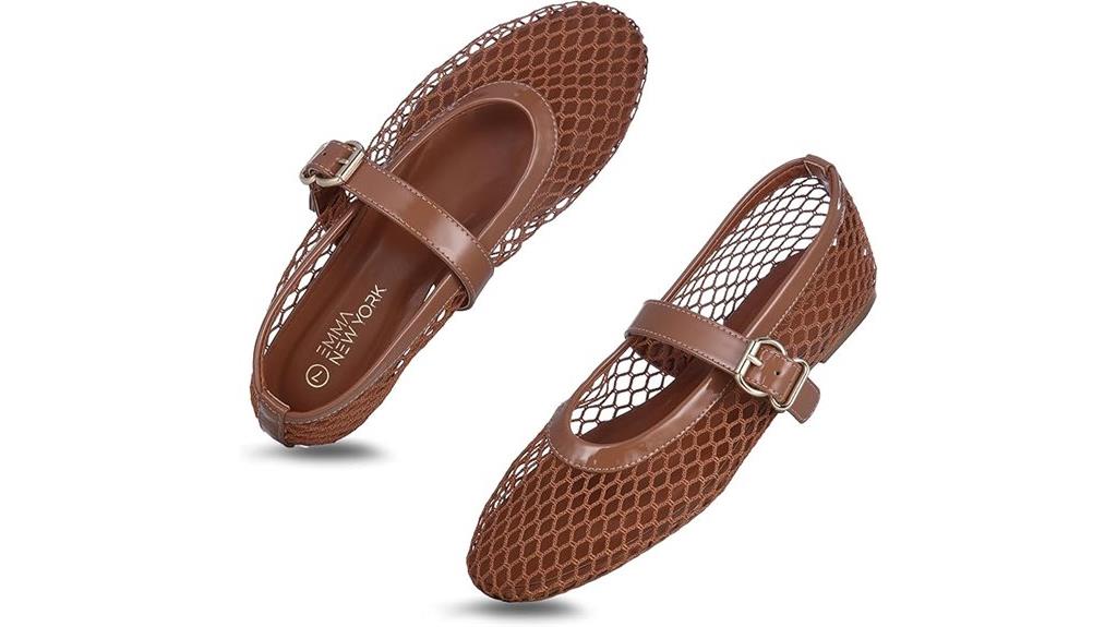 adjustable mesh ballet flats
