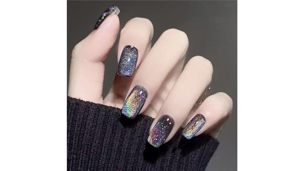 black chrome square nails