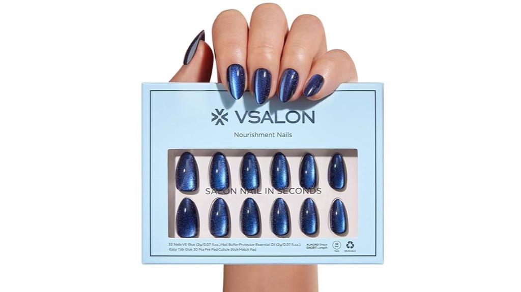 blue chrome almond nails