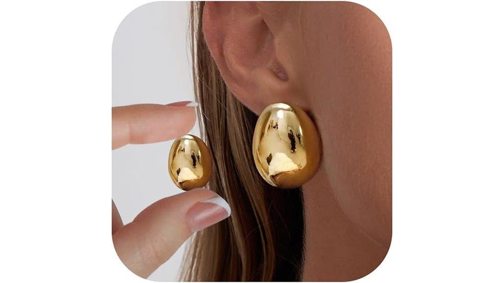 chunky gold earrings pair