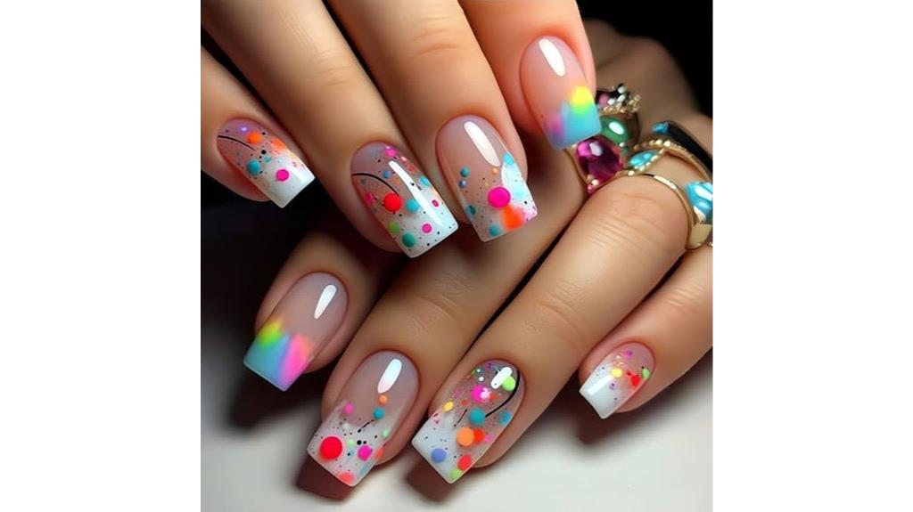colorful gradient press on nails