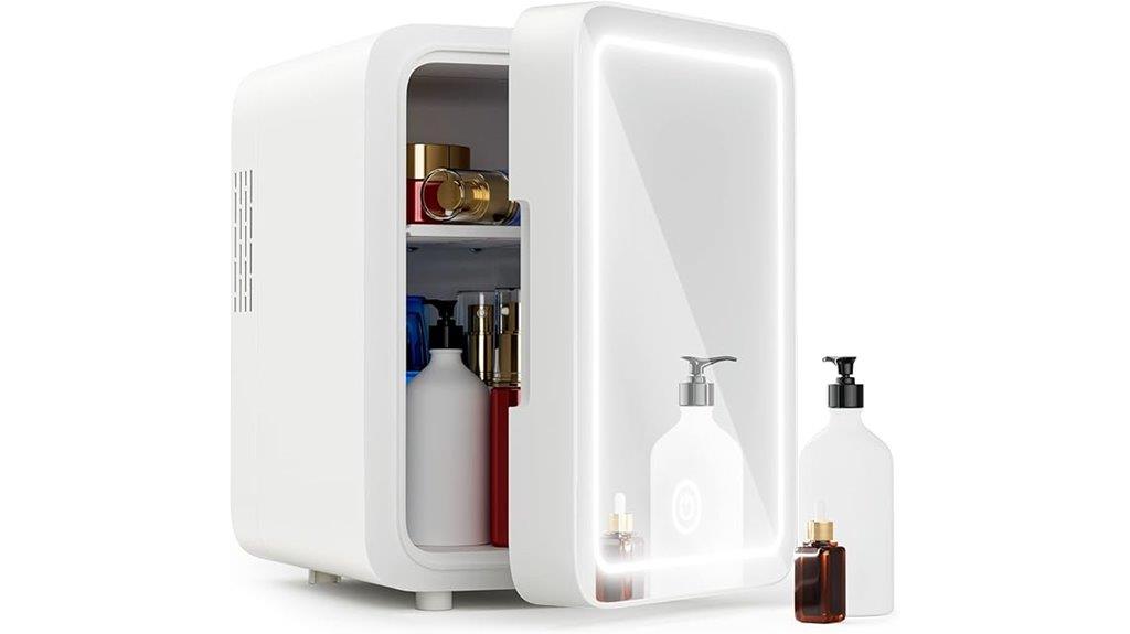 compact skincare fridge with led