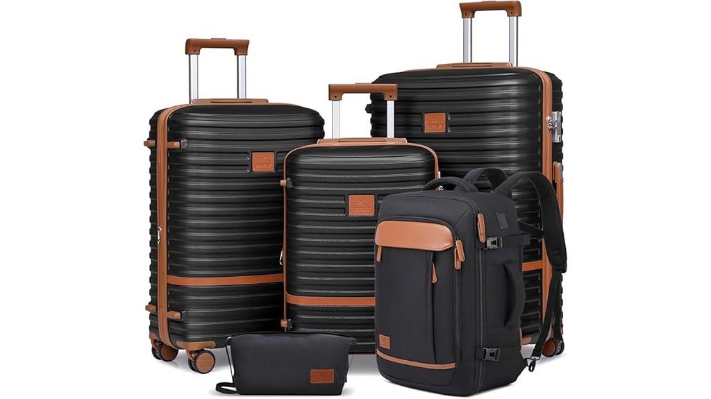 expandable 5 piece luggage set