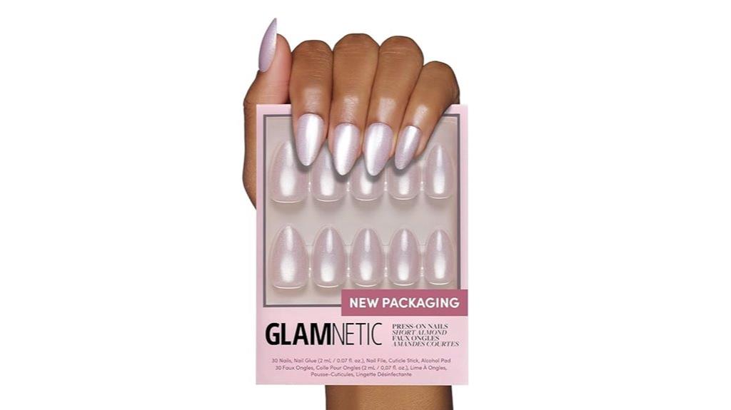 glossy short almond nails