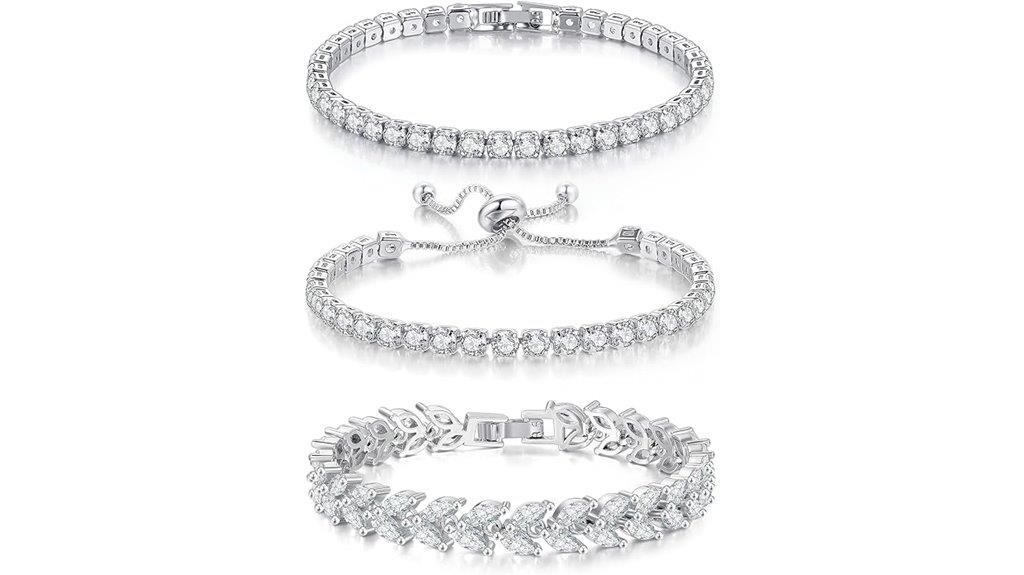gold plated tennis bracelet set