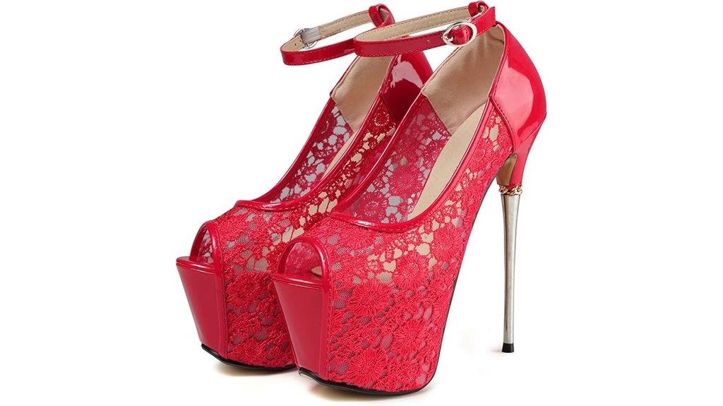lace flower strappy heels