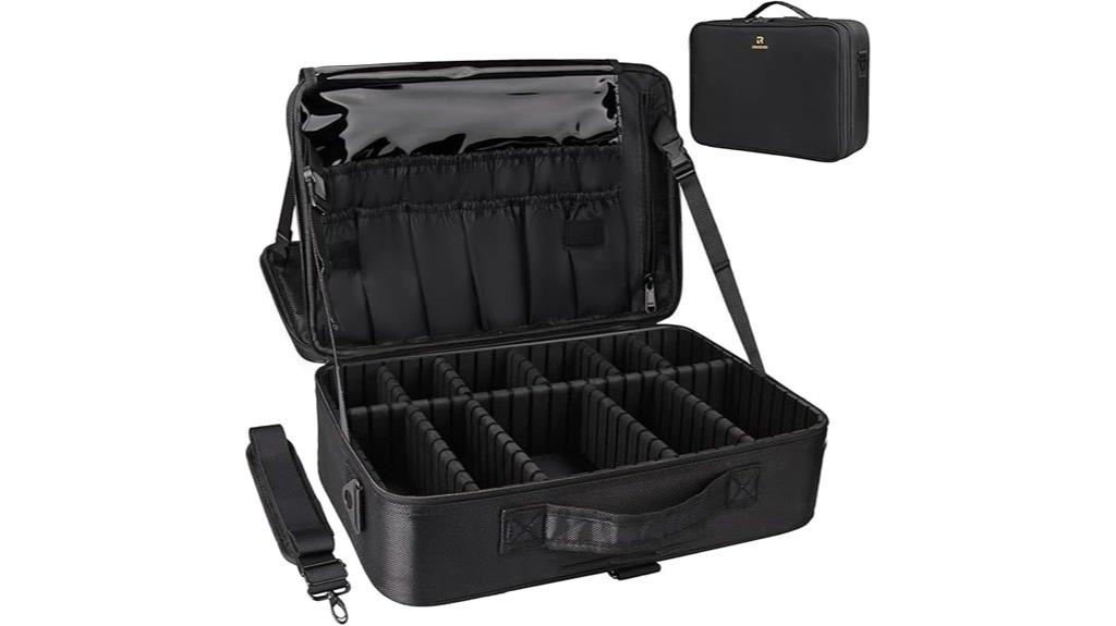large adjustable multi layered makeup case