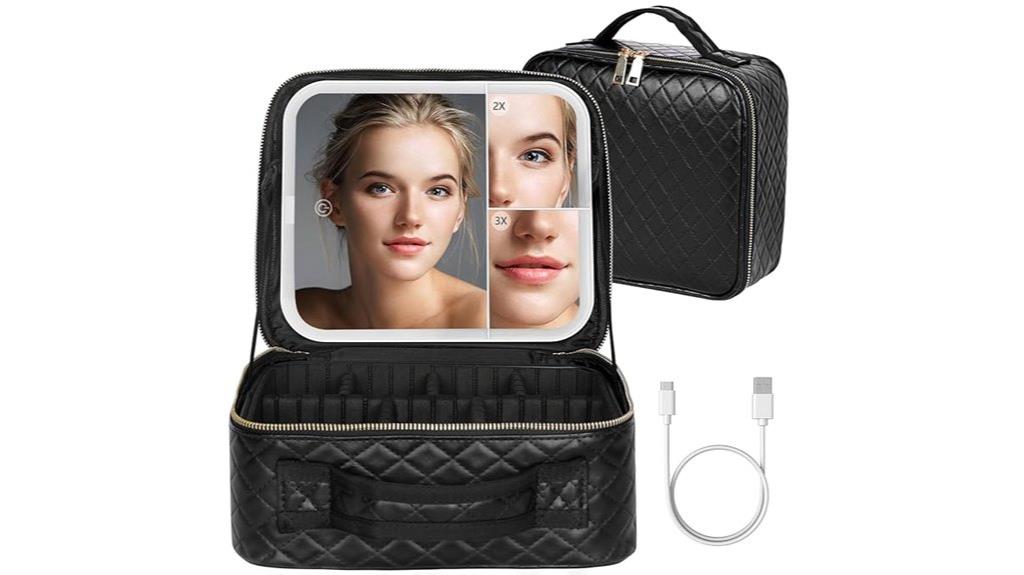 led mirror makeup organizer