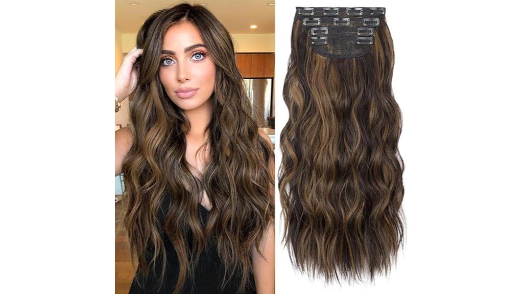 long wavy clip in extensions
