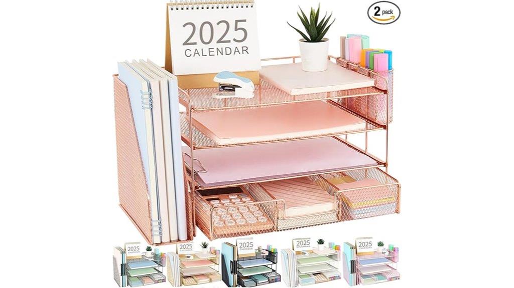 organizing desk with holders