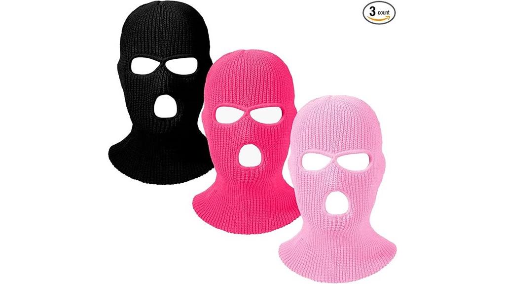 pink and black ski masks