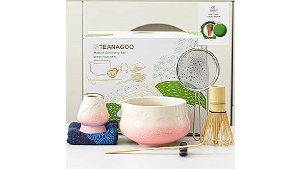 pink matcha whisk set