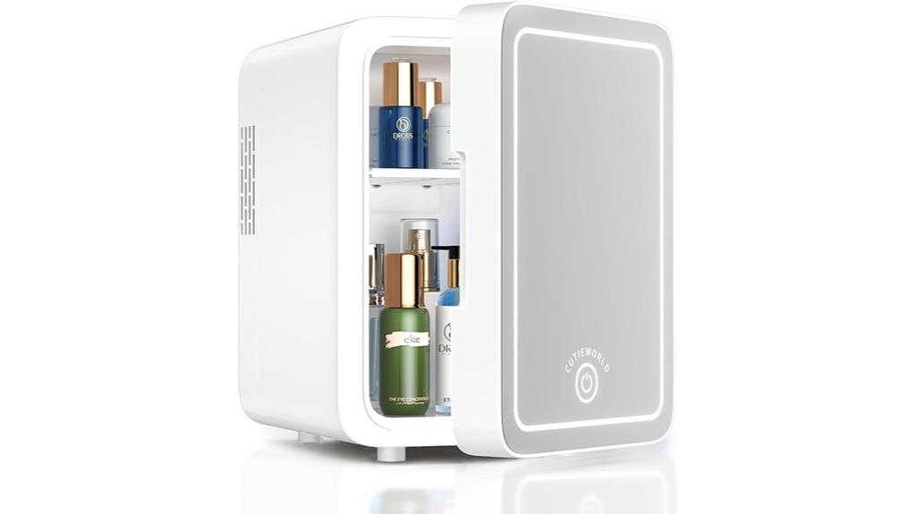 portable skincare fridge with lighting