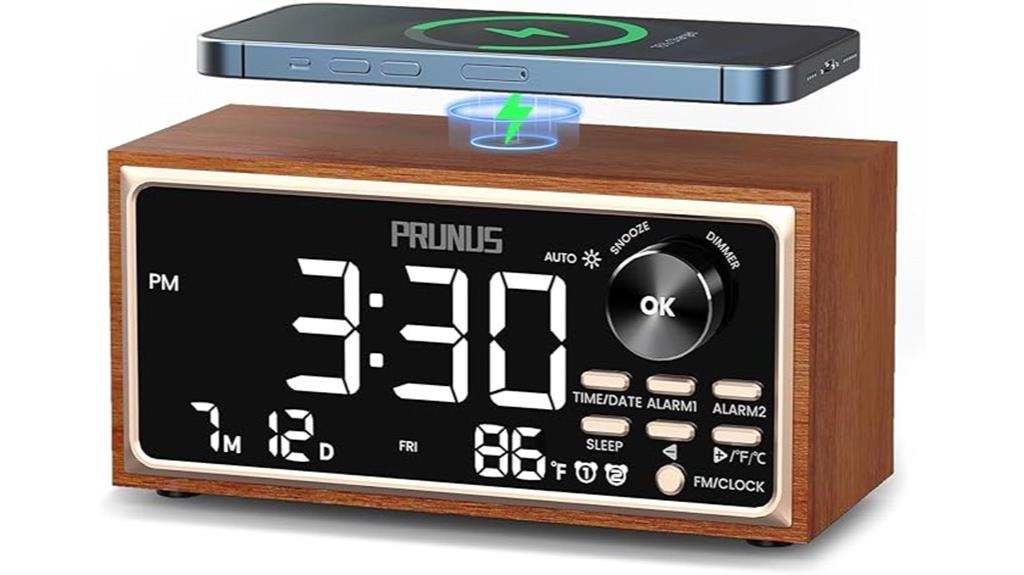 retro alarm clock with wireless charging