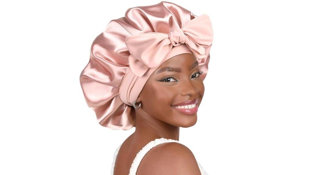 satin curly hair bonnet