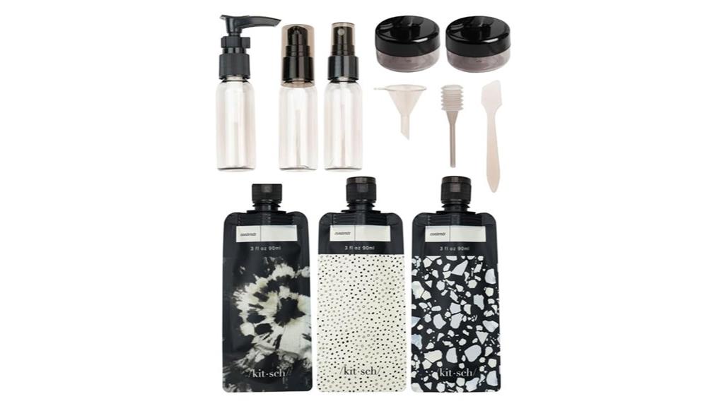 set of eleven travel bottles