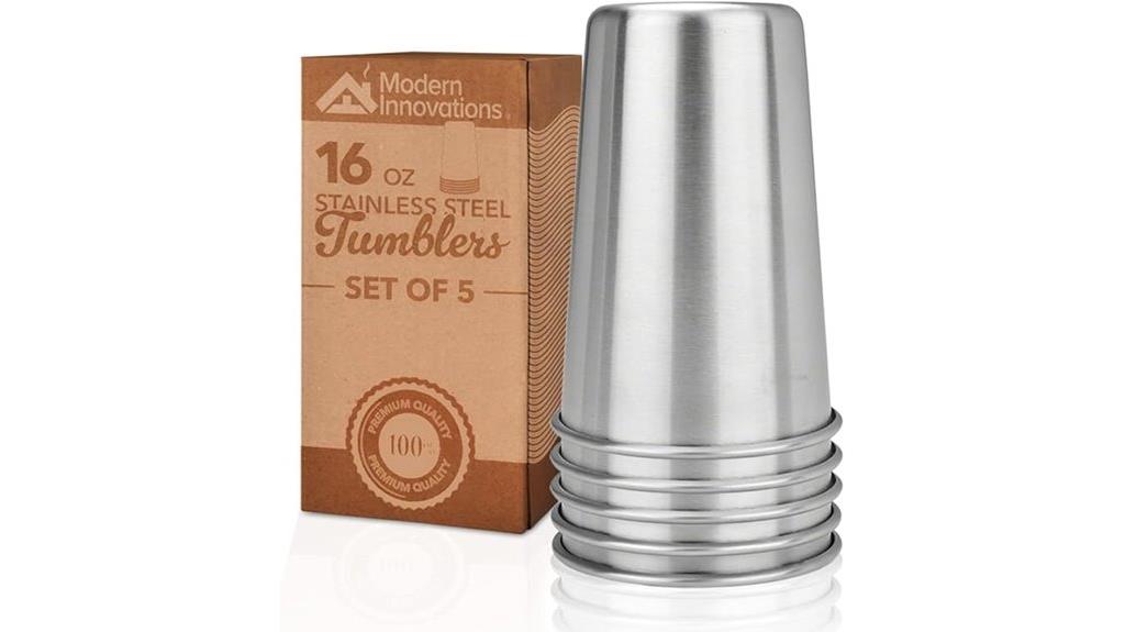 set of five 16oz tumblers
