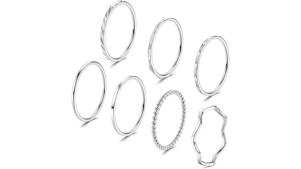seven stainless ring set