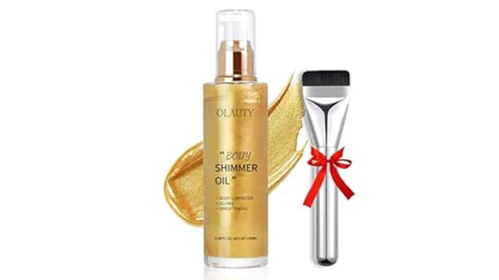 shimmering bronze body highlighter