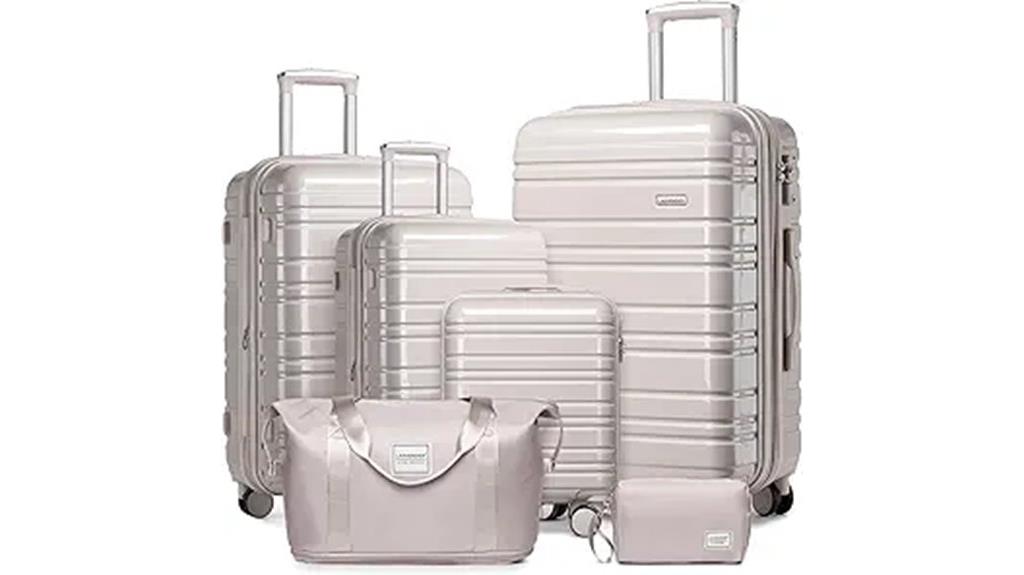 six piece hardside luggage