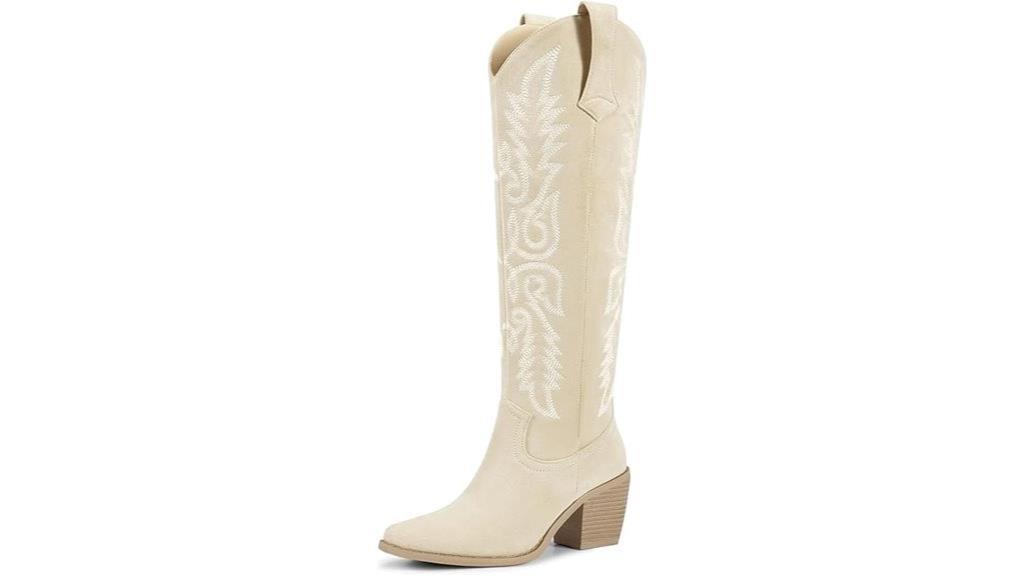 tall zipper embroidered cowboy boots