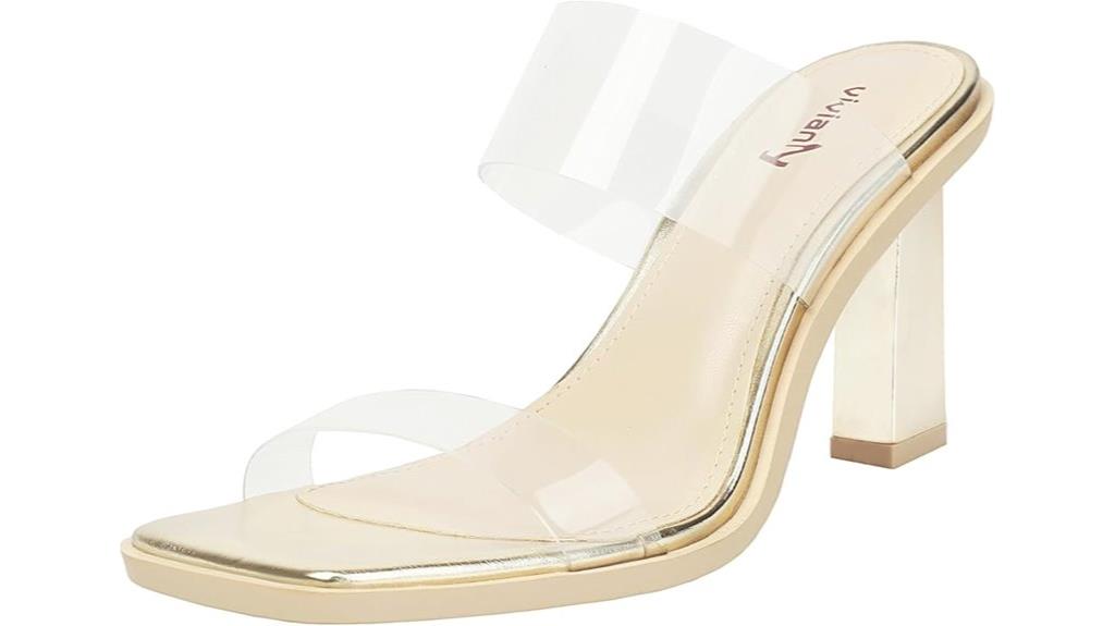 transparent block heel shoes