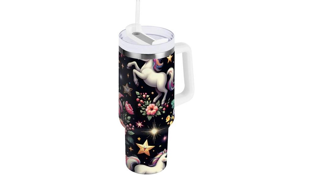 unicorn flowers insulated tumbler