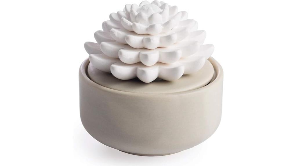 white succulent diffuser peppermint