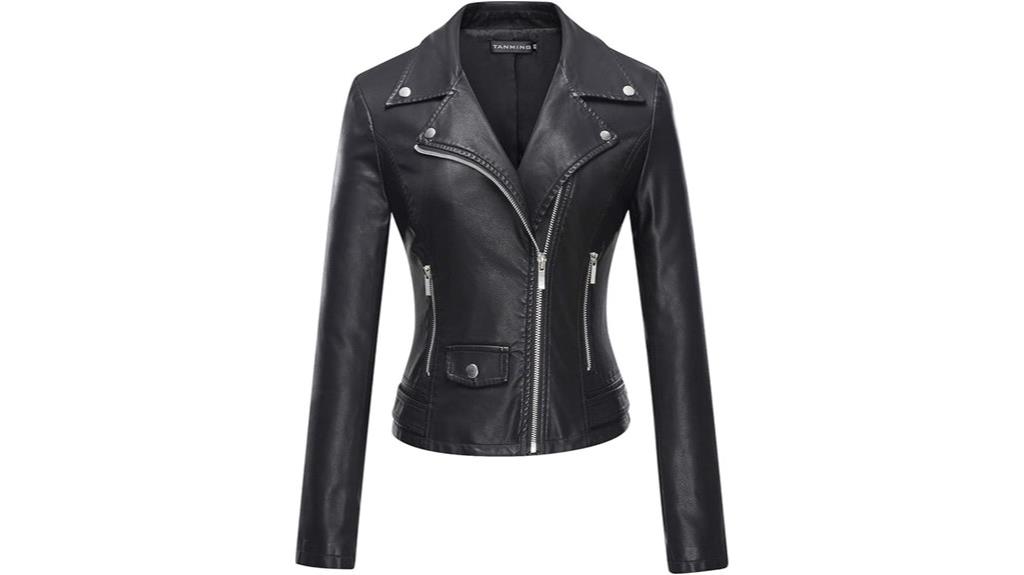 women s faux leather biker jacket