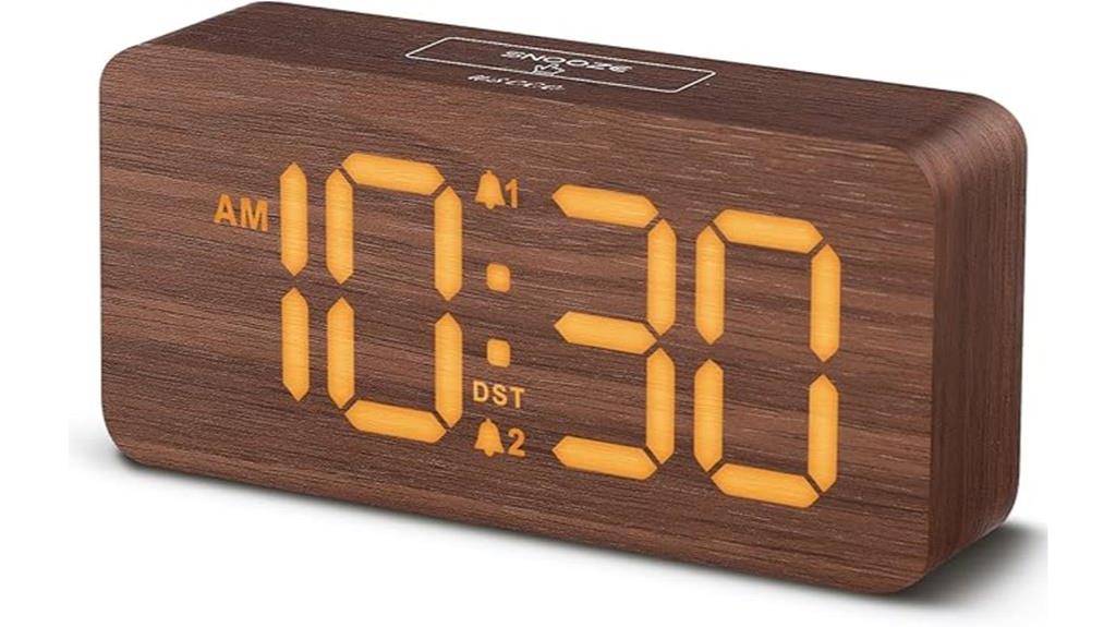 wooden digital bedroom clock