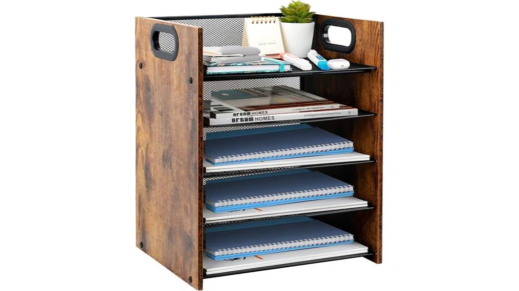 wooden five tier organizer