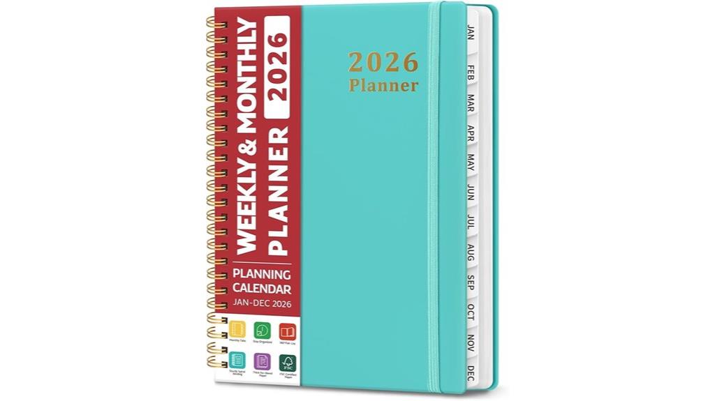 aquamarine spiral bound planner