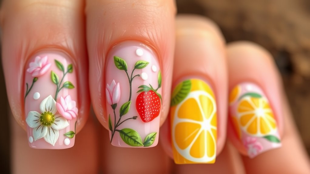 floral fruit eco friendly nails