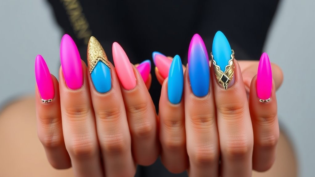 mismatched bold geometric nails