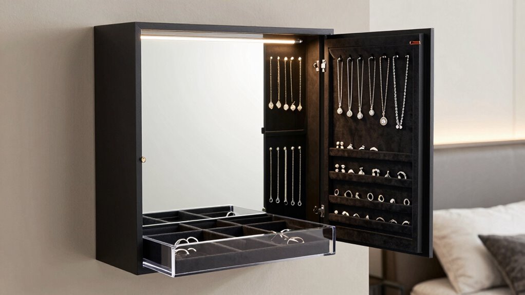 top door mirror jewelry cabinets